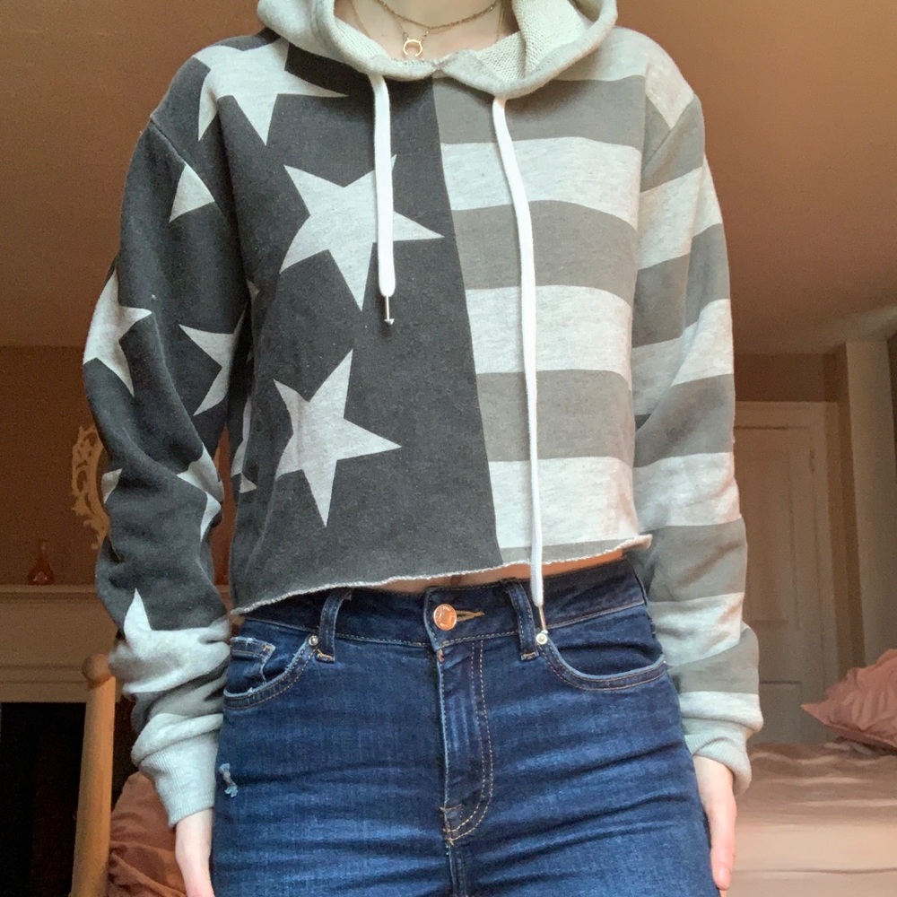 Forever 21 Stars and Stripes cropped hoodie